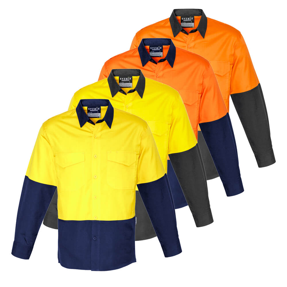Syzmik ZW128 Mens Rugged Cooling Hi Vis Long Sleeve Shirt Worklocker