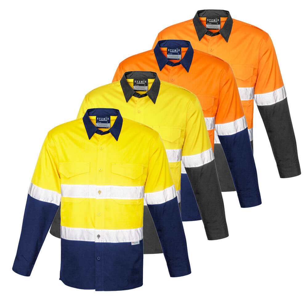 Syzmik ZW129 Mens Rugged Cooling HI Vis Taped Long Sleeve Shirt