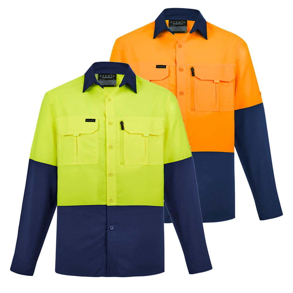 Syzmik ZW468 Mens Hi Vis Outdoor Long Sleeve Shirt Worklocker Toowoomba