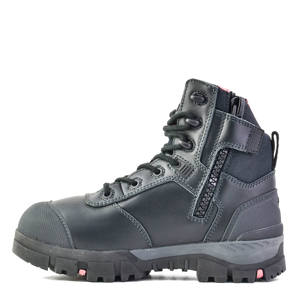Bata Avenger Ladies Mid Cut Lace/Zip Sided Safety Boot Black View 3