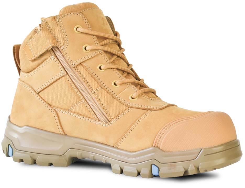 Bata Bazza Scuff Cap Mid Cut Zip Lace Safety Boots Wheat View 1