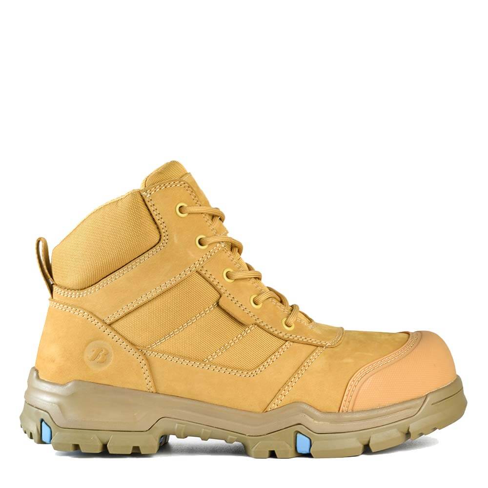 Bata Bazza Scuff Cap Mid Cut Zip Lace Safety Boots Wheat View 2