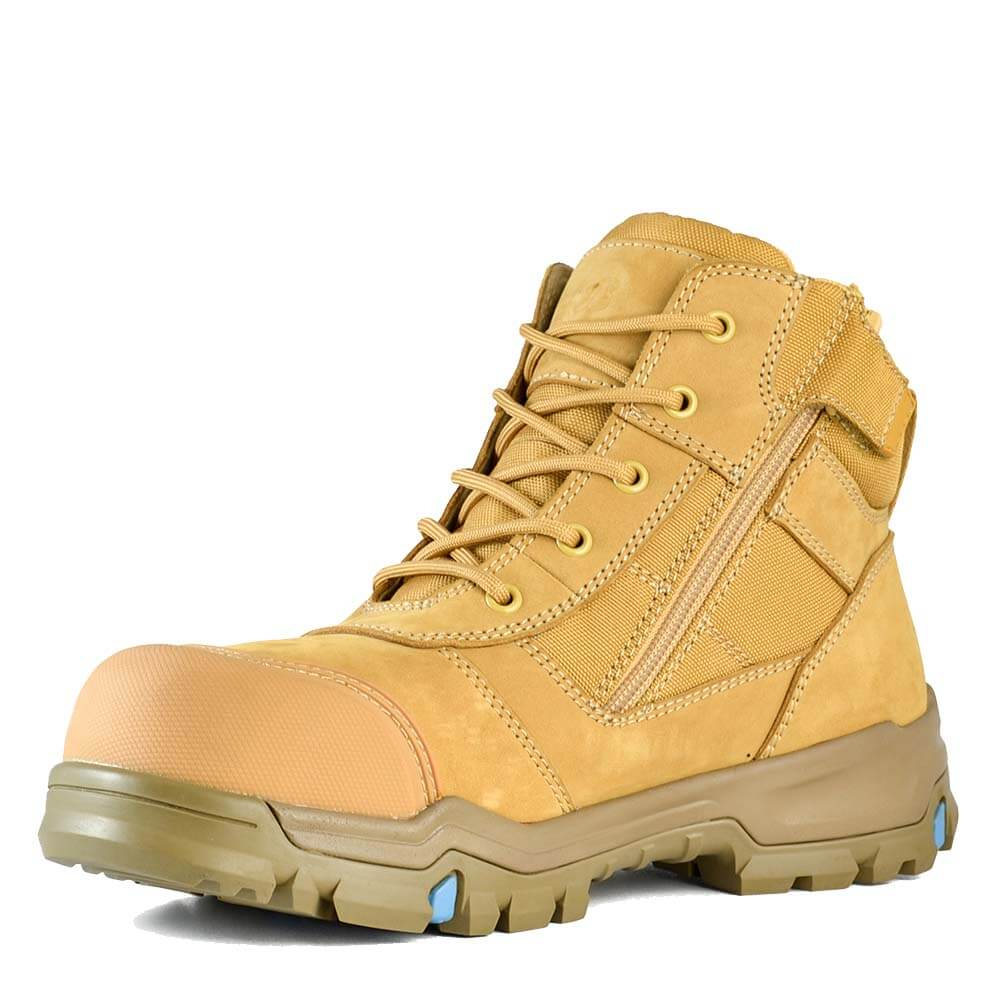 Bata Bazza Scuff Cap Mid Cut Zip Lace Safety Boots Wheat View 4