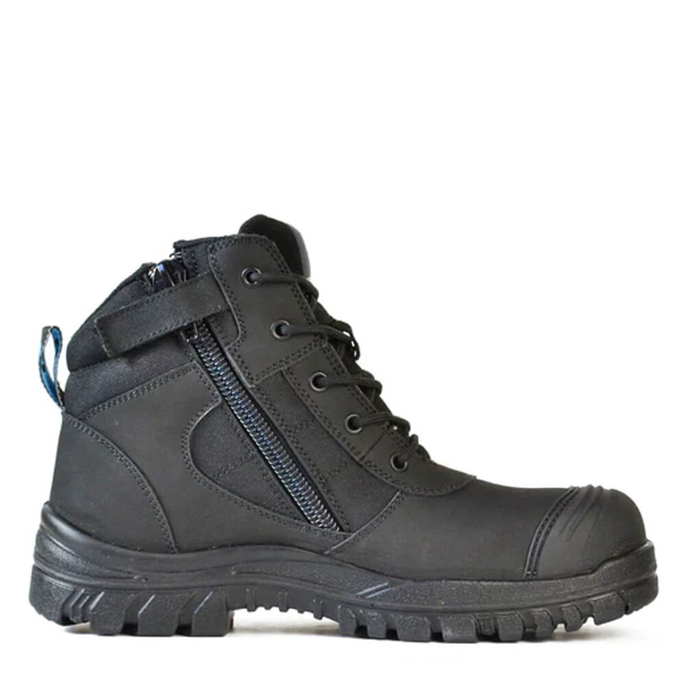 Bata Zippy Lace Up Zip Side Steel Cap Ankle Boots Black View 3