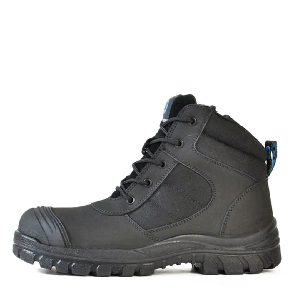 Bata Zippy Lace Up Zip Side Steel Cap Ankle Boots Black View 5