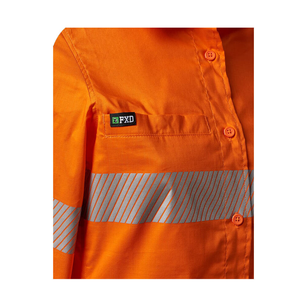 FXD LSH2WT Womens Hi-Vis Taped Shirt Orange Pocket Logo