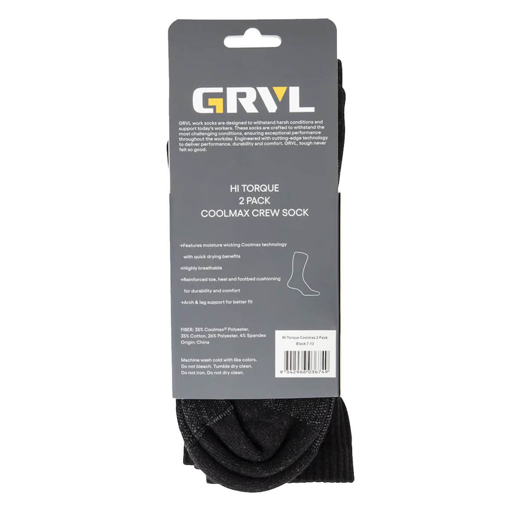 GRVL Hi Torque Coolmax Socks Packaging Back