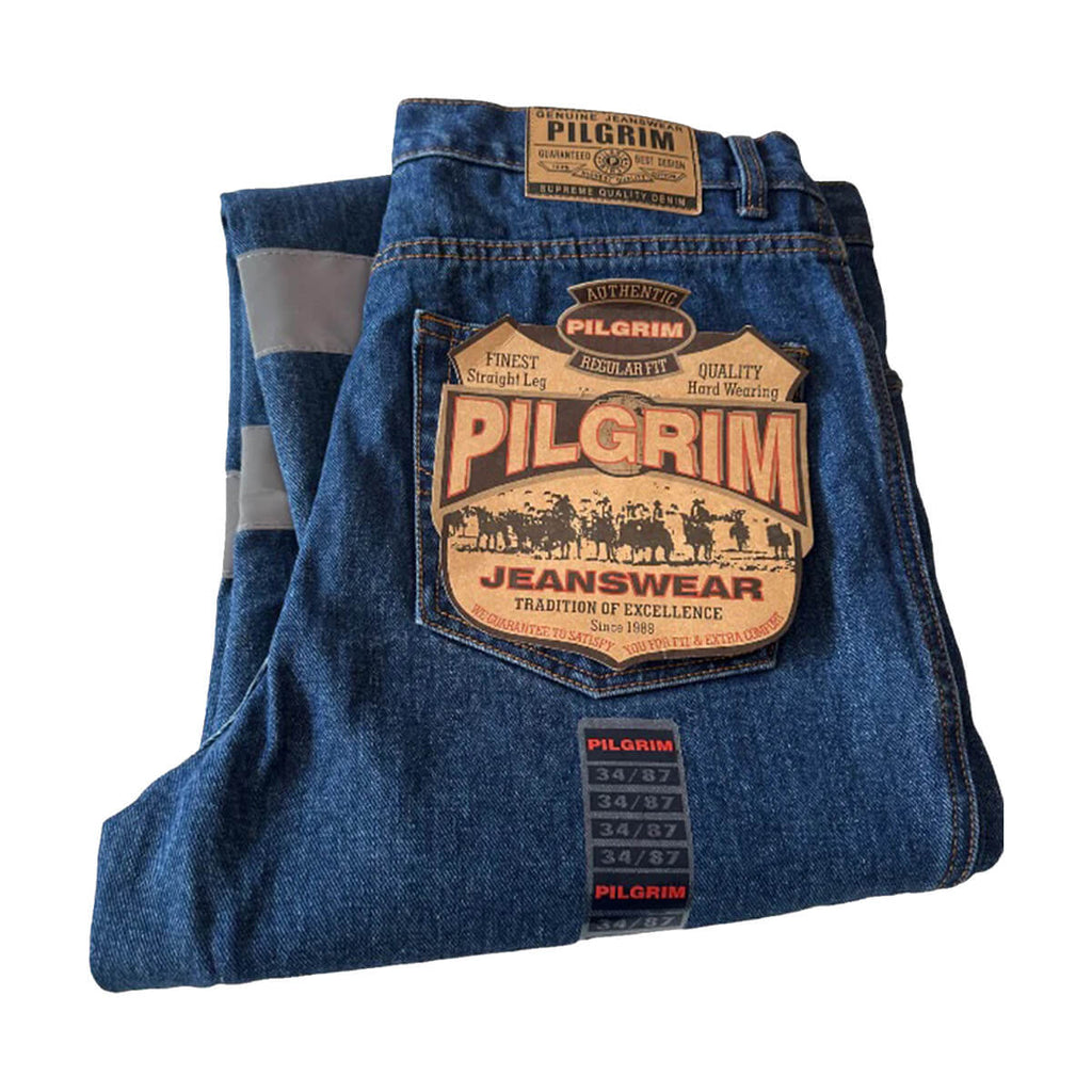 Pilgrim 1012 Taped Rigid Denim Jean - Regular Leg Folded Logo
