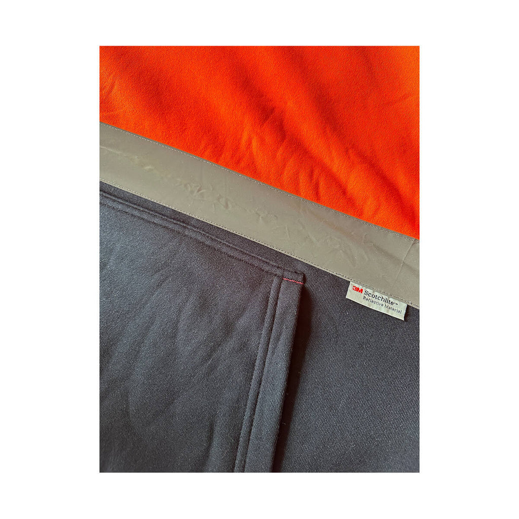 Pilgrim 4610 Mens Hi-Vis Taped Popover Hooded Top Orange Navy Detail