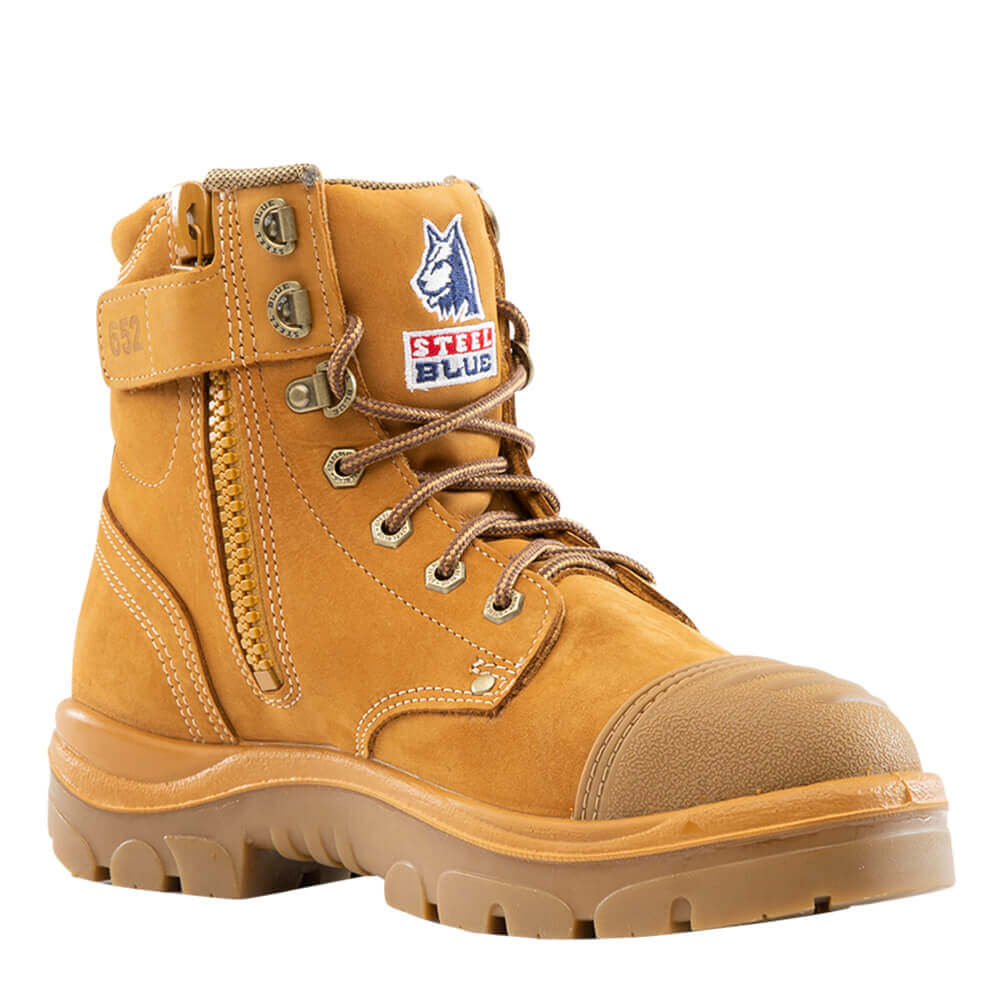 Steel Blue Argyle Scuff Cap Zip Lace Safety Boots Wheat