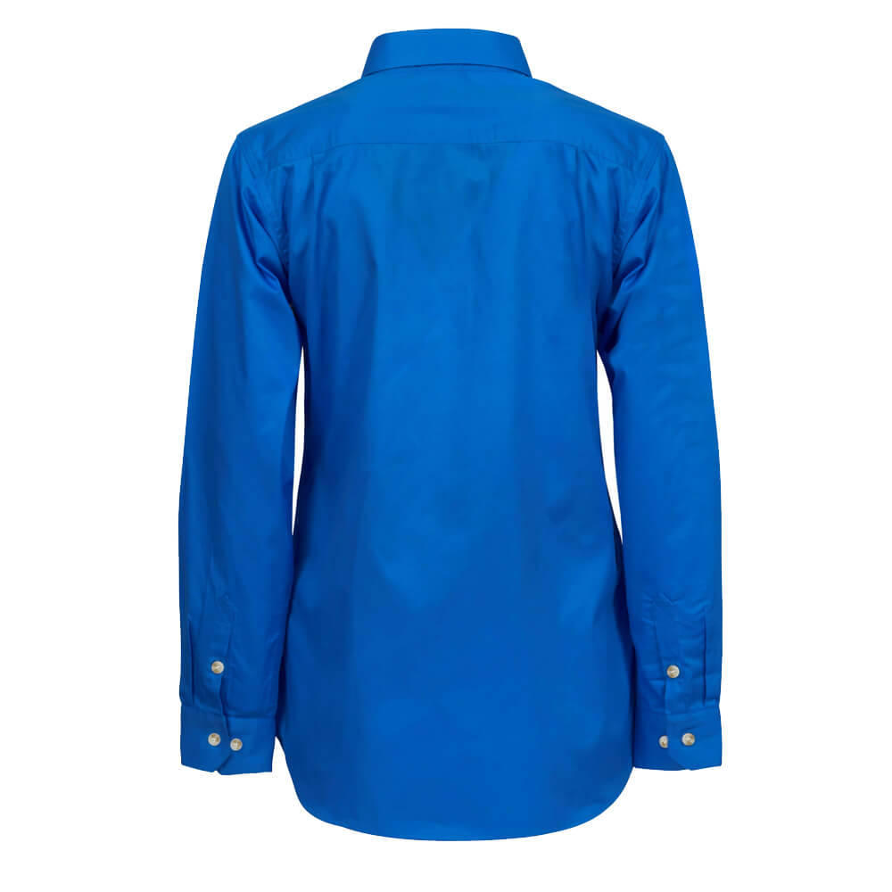 WorkCraft WSL505 Ladies Half Placket Shirt Cobalt Back