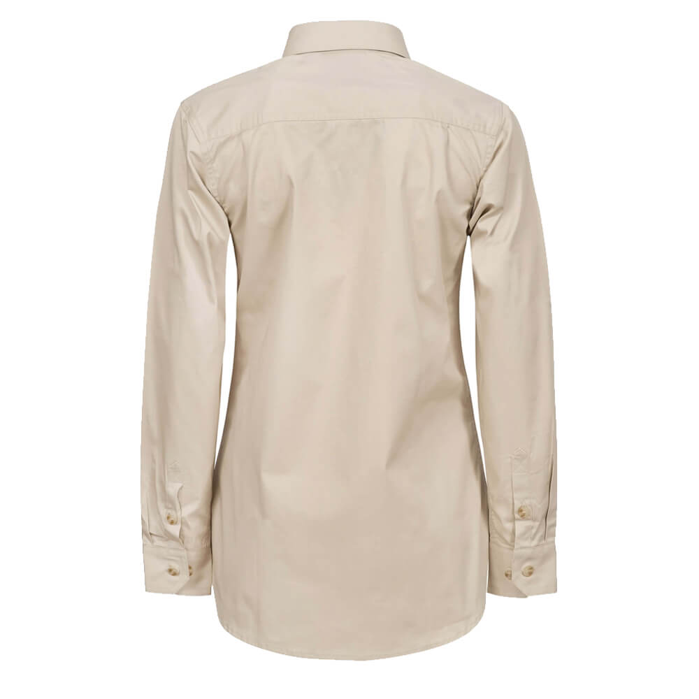 WorkCraft WSL505 Ladies Half Placket Shirt Cream Back